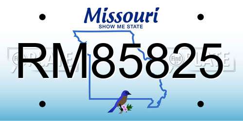 RM85825 Missouri License Plate