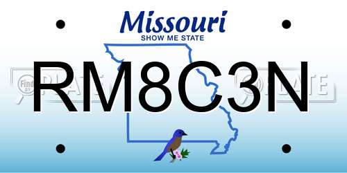 RM8C3N Missouri License Plate