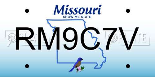 RM9C7V Missouri License Plate