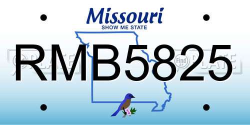 RMB5825 Missouri License Plate