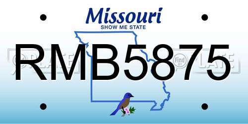 RMB5875 Missouri License Plate