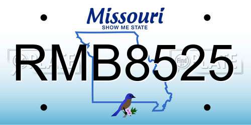 RMB8525 Missouri License Plate