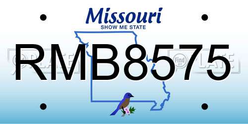 RMB8575 Missouri License Plate