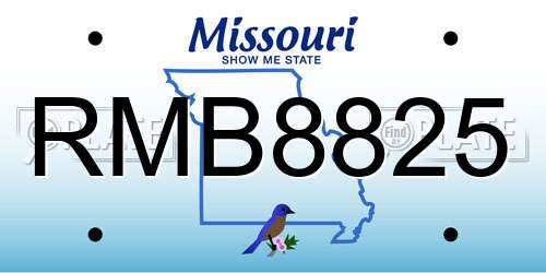 RMB8825 Missouri License Plate