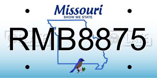 RMB8875 Missouri License Plate
