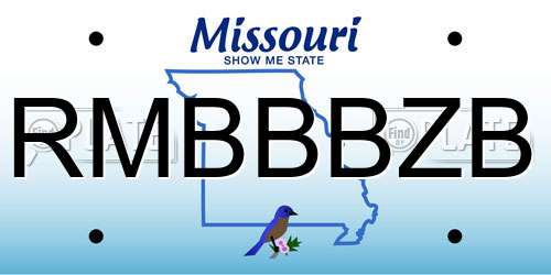 RMBBBZB Missouri License Plate