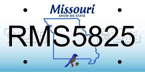 RMS5825 Missouri License Plate