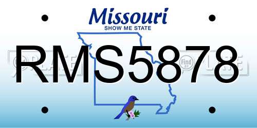 RMS5878 Missouri License Plate