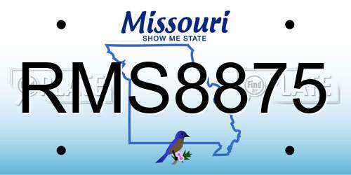 RMS8875 Missouri License Plate