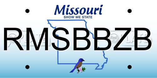 RMSBBZB Missouri License Plate