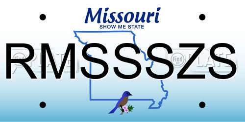 RMSSSZS Missouri License Plate