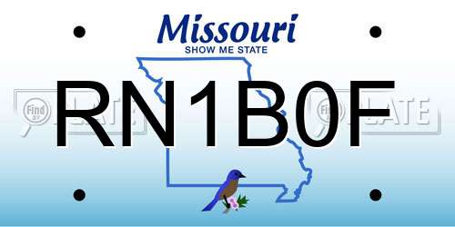RN1B0F Missouri License Plate