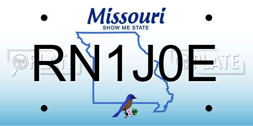 RN1J0E Missouri License Plate