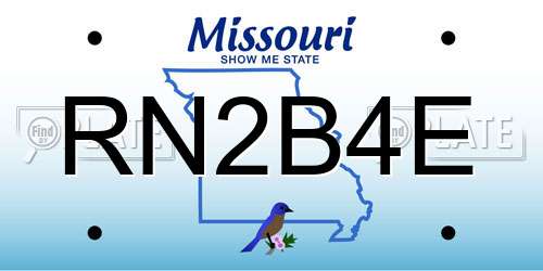 RN2B4E Missouri License Plate