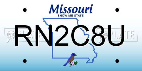 RN2C8U Missouri License Plate