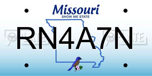 RN4A7N Missouri License Plate