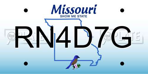 RN4D7G Missouri License Plate