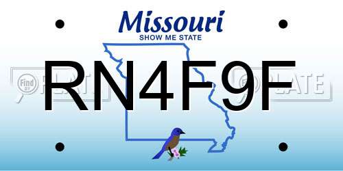 RN4F9F Missouri License Plate