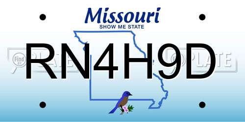 RN4H9D Missouri License Plate