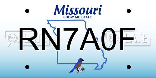 RN7A0F Missouri License Plate