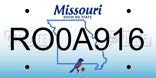 RO0A916 Missouri License Plate