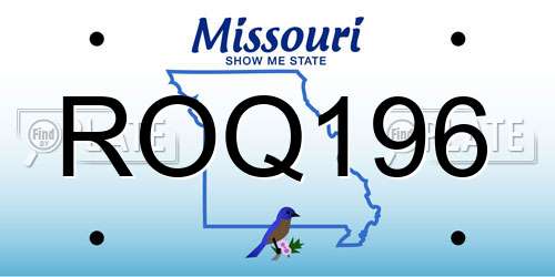 ROQ196 Missouri License Plate