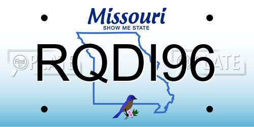 RQDI96 Missouri License Plate