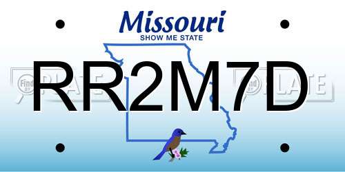 RR2M7D Missouri License Plate