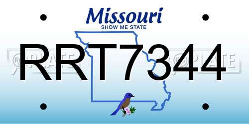 RRT7344 Missouri License Plate