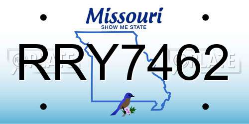 RRY7462 Missouri License Plate