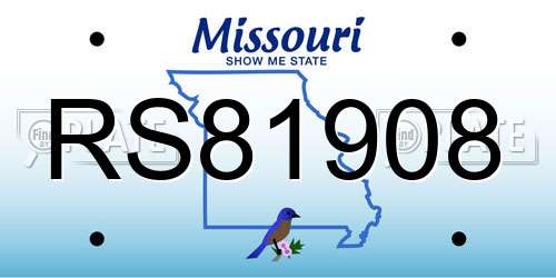 RS81908 Missouri License Plate