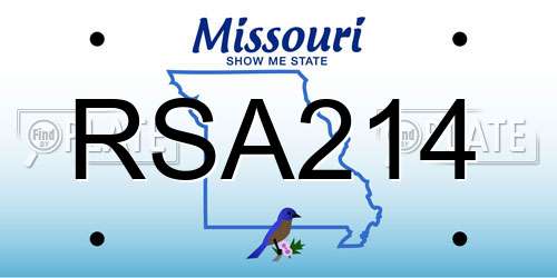 RSA214 Missouri License Plate