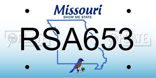RSA653 Missouri License Plate