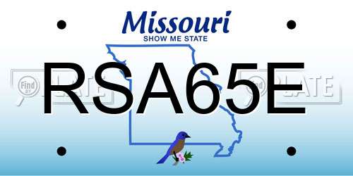 RSA65E Missouri License Plate