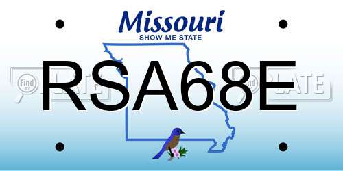 RSA68E Missouri License Plate