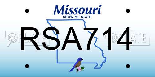 RSA714 Missouri License Plate