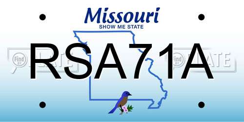 RSA71A Missouri License Plate