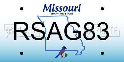 RSAG83 Missouri License Plate