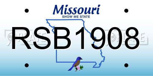 RSB1908 Missouri License Plate
