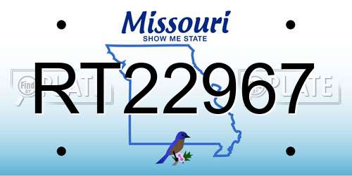 RT22967 Missouri License Plate