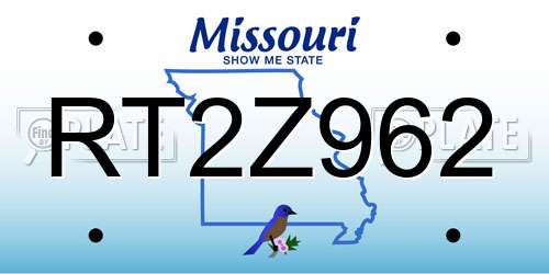 RT2Z962 Missouri License Plate