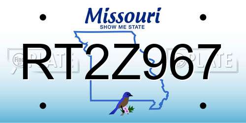 RT2Z967 Missouri License Plate