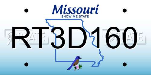 RT3D160 Missouri License Plate