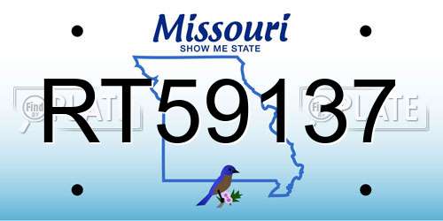 RT59137 Missouri License Plate