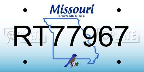 RT77967 Missouri License Plate