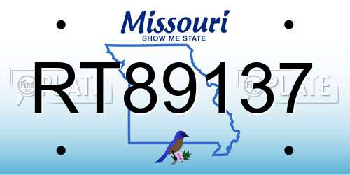 RT89137 Missouri License Plate