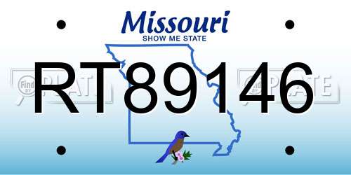 RT89146 Missouri License Plate