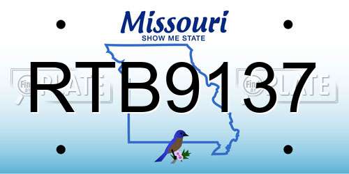 RTB9137 Missouri License Plate