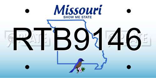 RTB9146 Missouri License Plate