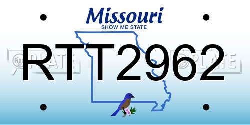RTT2962 Missouri License Plate